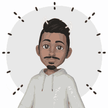 a cartoon of a man with devil horns and a white hoodie
