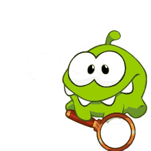 holding a magnifying glass lets find out om nom om nom and cut the rope lets look for it