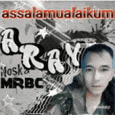 a poster with a picture of a man and the words assalamualaikum on it