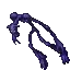 a pixel art drawing of a purple skeleton with a white background .