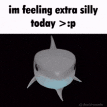 a shark wearing a mask is sitting in front of a person 's head .