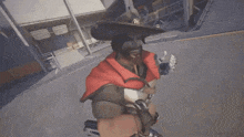 a man in a sombrero is holding a large gun in his hands .