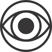 a black and white circle with an eye in it