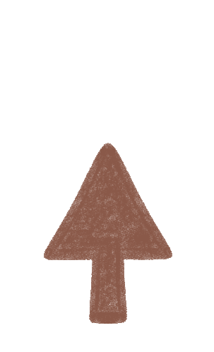 a brown arrow pointing up with a few rays behind it