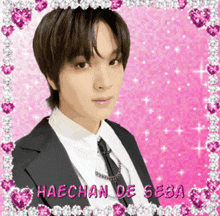 a picture of a man in a suit and tie with the name haechan de seba