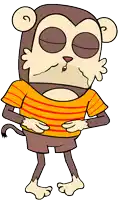 a cartoon of a monkey wearing a striped shirt and shorts