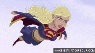 Superwoman Cartoon GIF - Supergirl Flying Enemy - Discover & Share GIFs