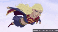 Superwoman Cartoon GIF - Supergirl Flying Enemy GIFs
