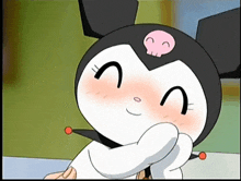 a cartoon character with a skull on top of her head