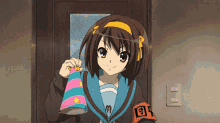 Anime Haruhi Suzumiya GIF - Anime Haruhi Suzumiya Party Hat GIFs