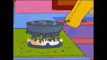 a cartoon of a person cooking on a stove top