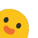 a close up of a yellow smiley face with black eyes and a red tongue .