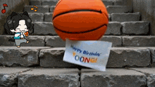 a basketball is sitting on a card that says happy birthday yoong