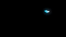 a blue butterfly is flying in the dark with a black background