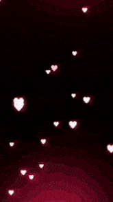 a woman in a white tank top is surrounded by hearts on a red background