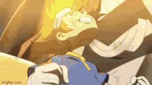 a cartoon character is laying on the ground with his head up and the sun is shining on his face .