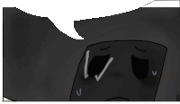 a black and white cartoon character with a speech bubble