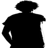 a silhouette of a person wearing headphones and a black shirt