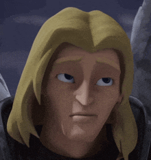 a close up of a cartoon character 's face with a serious look on his face