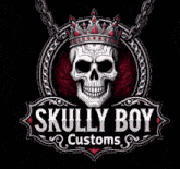 skullly boy customs logo with a skull with a crown