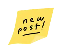 a yellow post it note that says new post