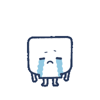 a drawing of a square with tears coming out of its eyes