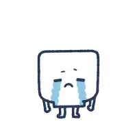 a drawing of a square with tears coming out of its eyes