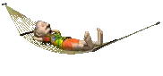 a cartoon character is laying in a hammock
