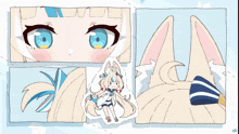 a drawing of a fox with blue eyes and a tail