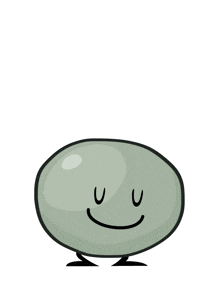 a cartoon drawing of a ball with arms and legs on a white background