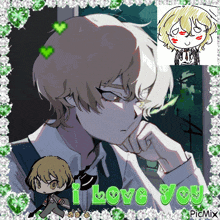 a picture of a boy with the words " i love you " on the bottom
