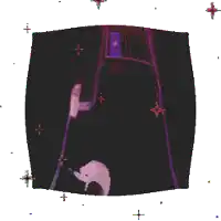 a pixelated image of a person standing in front of a building