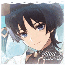 a drawing of a boy with the words nuni beloved below him
