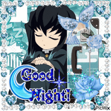 a picture of a boy sleeping with the words good night