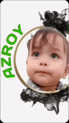 a picture of a baby with the name azroy written on it