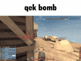 a screenshot of a video game with the words " gek bomb " on the top