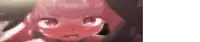 a close up of a pink anime girl 's face with her eyes closed .