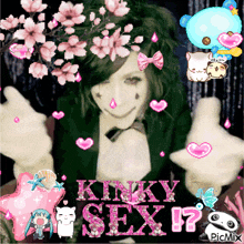 a picture of a girl with the words kinky sex