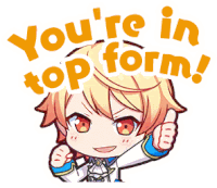 a cartoon character giving a thumbs up with the words " you 're in top form " behind him