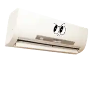 an air conditioner with a cartoon face on it