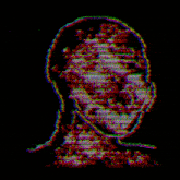 a picture of a man 's head with a rainbow of colors
