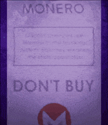 a monero logo is displayed on a purple screen
