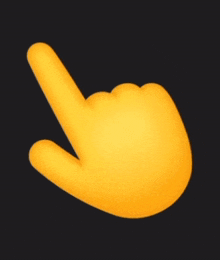 a yellow hand is pointing to the left with a black background