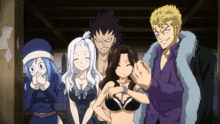 a group of anime characters pose for a picture