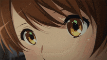 a close up of a girl 's brown eyes with a green reflection