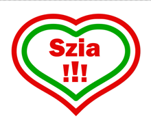 a red green and white heart with the word szia written inside of it