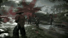 a group of samurai are fighting in a video game on a playstation