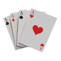 four playing cards with aces spades clubs and hearts on them