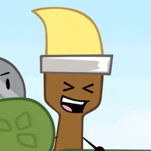 a cartoon drawing of a brush wearing a headband