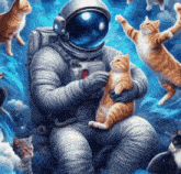 Astronaut Petting Cats Astronaut GIF - Astronaut Petting Cats Astronaut Cats GIFs